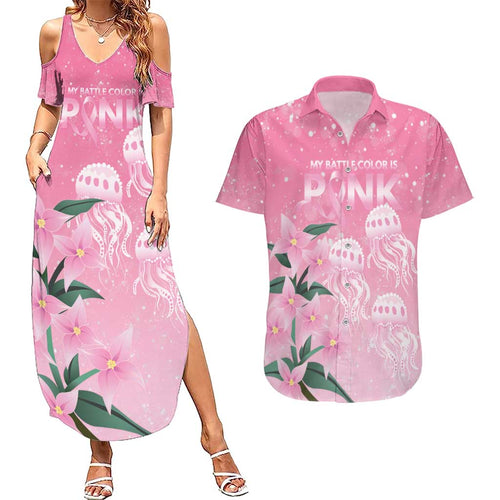 Personalised Pink Boronia of Hope Couples Matching Summer Maxi Dress and Hawaiian Shirt Australia’s Fight Against Breast Cancer - Aussie Hoodie