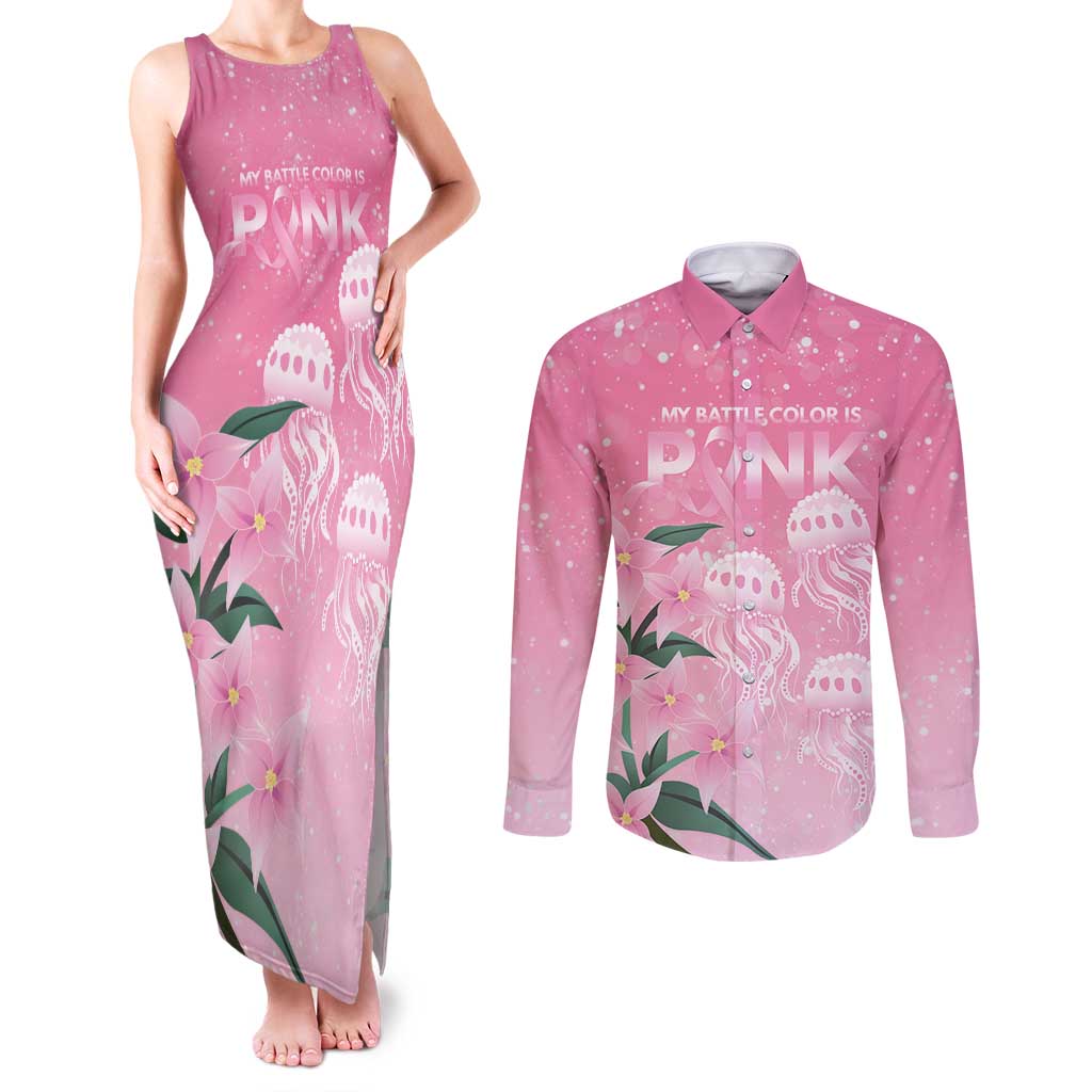 Personalised Pink Boronia of Hope Couples Matching Tank Maxi Dress and Long Sleeve Button Shirt Australia’s Fight Against Breast Cancer - Aussie Hoodie