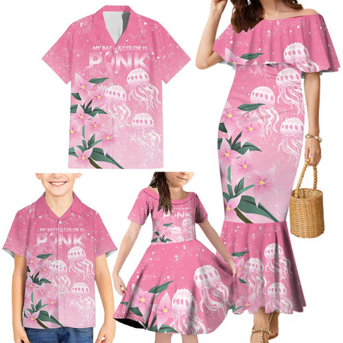 Personalised Pink Boronia of Hope Family Matching Mermaid Dress and Hawaiian Shirt Australia’s Fight Against Breast Cancer - Aussie Hoodie