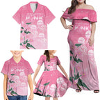 Personalised Pink Boronia of Hope Family Matching Off Shoulder Maxi Dress and Hawaiian Shirt Australia’s Fight Against Breast Cancer - Aussie Hoodie