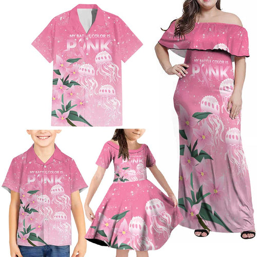 Personalised Pink Boronia of Hope Family Matching Off Shoulder Maxi Dress and Hawaiian Shirt Australia’s Fight Against Breast Cancer - Aussie Hoodie