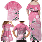 Personalised Pink Boronia of Hope Family Matching Off Shoulder Maxi Dress and Hawaiian Shirt Australia’s Fight Against Breast Cancer - Aussie Hoodie