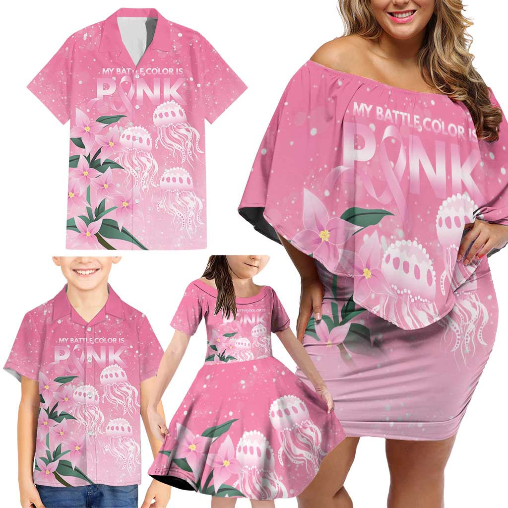 Personalised Pink Boronia of Hope Family Matching Off Shoulder Short Dress and Hawaiian Shirt Australia’s Fight Against Breast Cancer - Aussie Hoodie