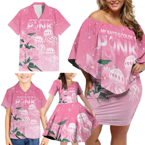 Personalised Pink Boronia of Hope Family Matching Off Shoulder Short Dress and Hawaiian Shirt Australia’s Fight Against Breast Cancer - Aussie Hoodie