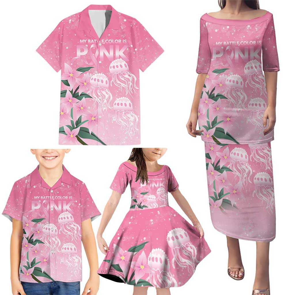 Personalised Pink Boronia of Hope Family Matching Puletasi and Hawaiian Shirt Australia’s Fight Against Breast Cancer - Aussie Hoodie
