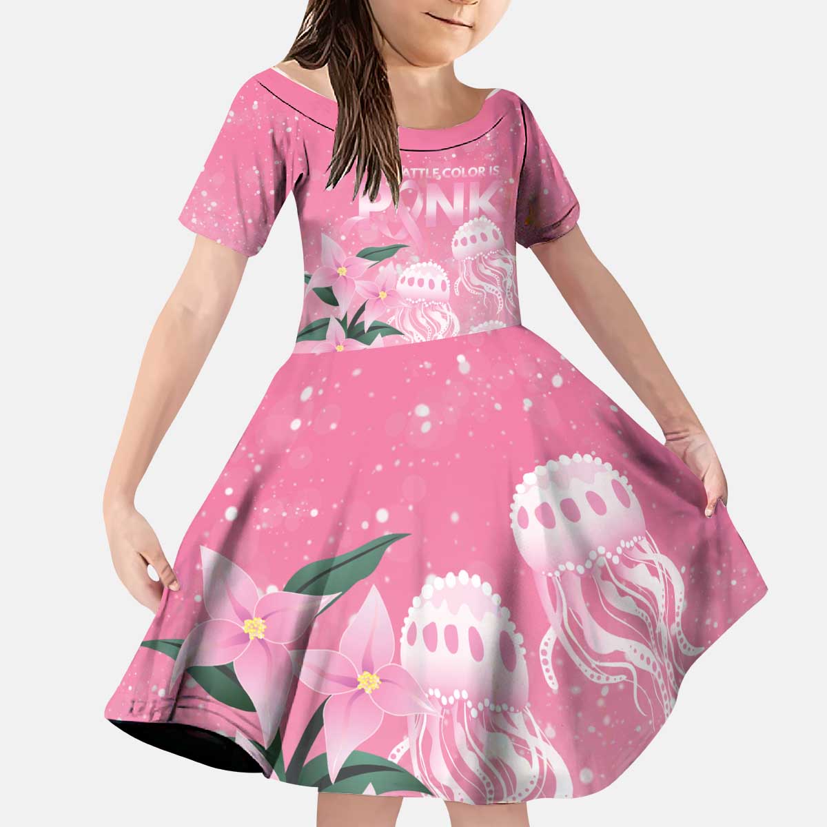 Personalised Pink Boronia of Hope Kid Short Sleeve Dress Australia’s Fight Against Breast Cancer - Aussie Hoodie