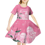 Personalised Pink Boronia of Hope Kid Short Sleeve Dress Australia’s Fight Against Breast Cancer - Aussie Hoodie