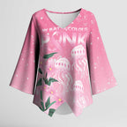 Personalised Pink Boronia of Hope Kimono Sleeve Blouse Australia’s Fight Against Breast Cancer - Aussie Hoodie