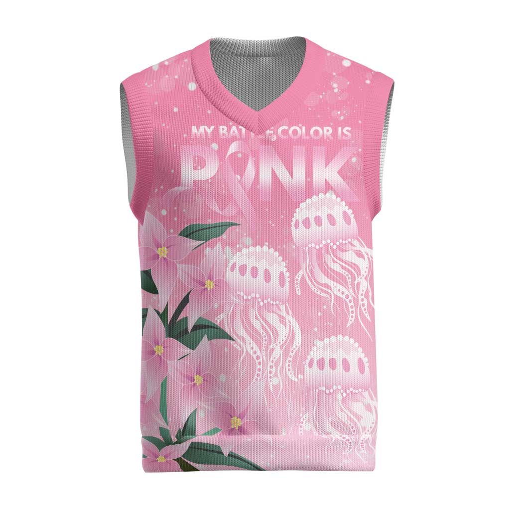 Personalised Pink Boronia of Hope Christmas Knitted V-Neck Vest Australia’s Fight Against Breast Cancer - Aussie Hoodie