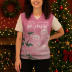 Personalised Pink Boronia of Hope Christmas Knitted V-Neck Vest Australia’s Fight Against Breast Cancer - Aussie Hoodie