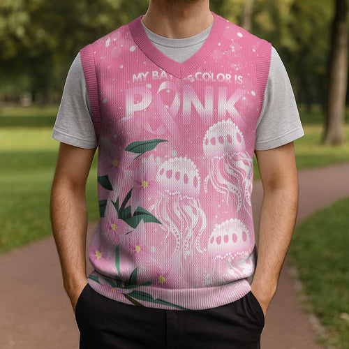 Personalised Pink Boronia of Hope Christmas Knitted V-Neck Vest Australia’s Fight Against Breast Cancer - Aussie Hoodie