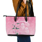 Personalised Pink Boronia of Hope Leather Tote Bag Australia’s Fight Against Breast Cancer - Aussie Hoodie