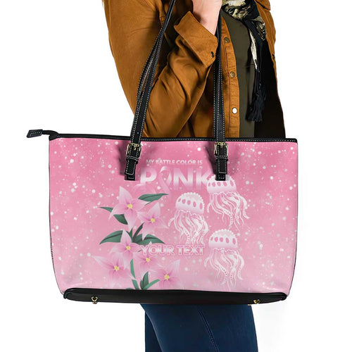 Personalised Pink Boronia of Hope Leather Tote Bag Australia’s Fight Against Breast Cancer - Aussie Hoodie