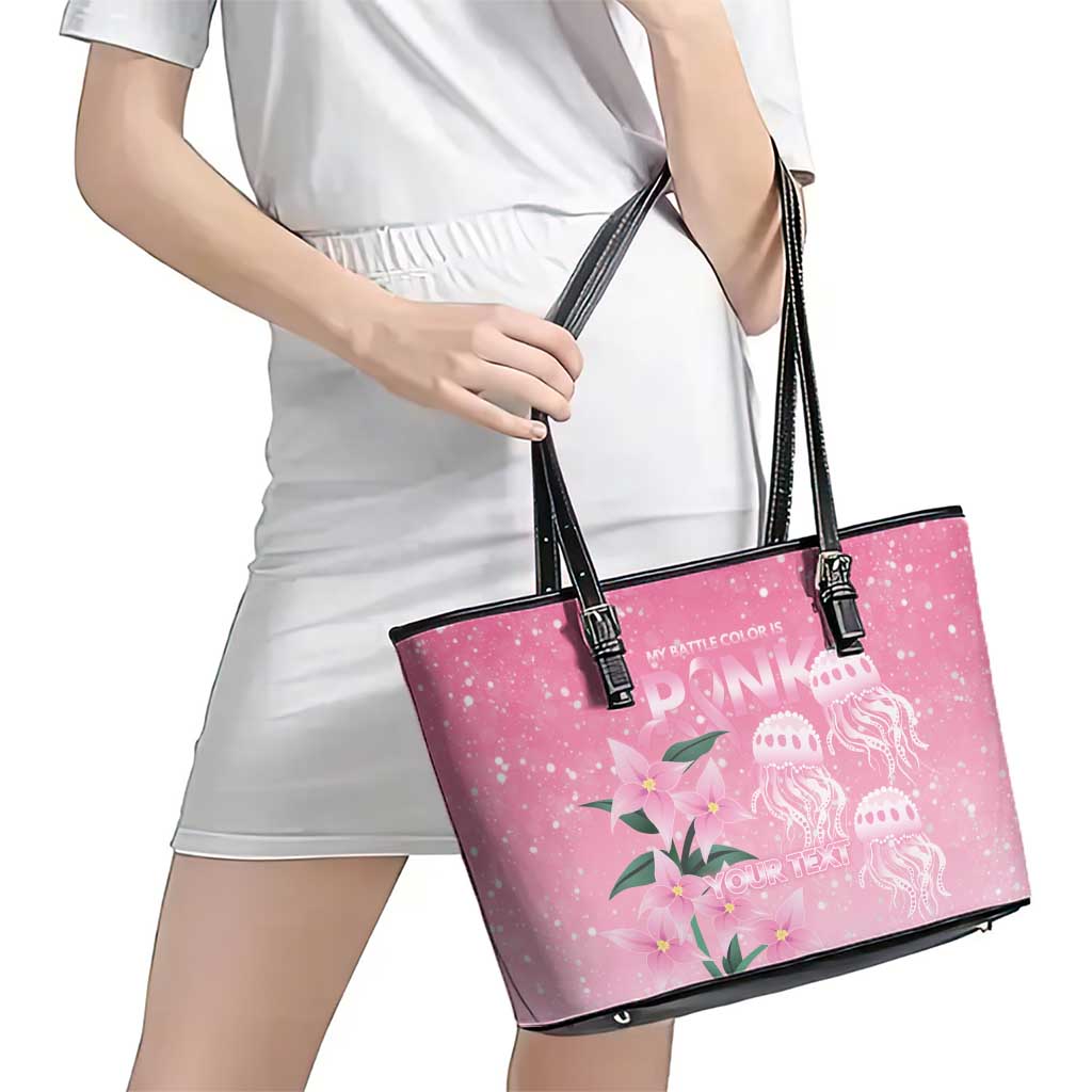 Personalised Pink Boronia of Hope Leather Tote Bag Australia’s Fight Against Breast Cancer - Aussie Hoodie
