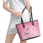 Personalised Pink Boronia of Hope Leather Tote Bag Australia’s Fight Against Breast Cancer - Aussie Hoodie