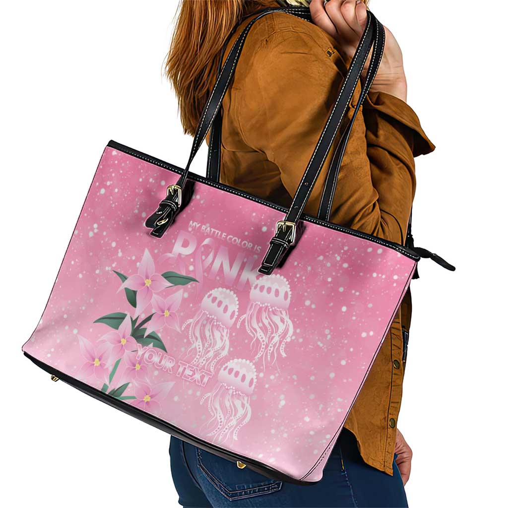 Personalised Pink Boronia of Hope Leather Tote Bag Australia’s Fight Against Breast Cancer - Aussie Hoodie