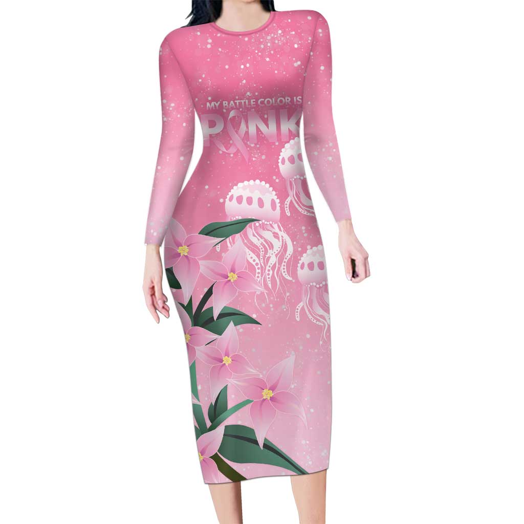 Personalised Pink Boronia of Hope Long Sleeve Bodycon Dress Australia’s Fight Against Breast Cancer - Aussie Hoodie