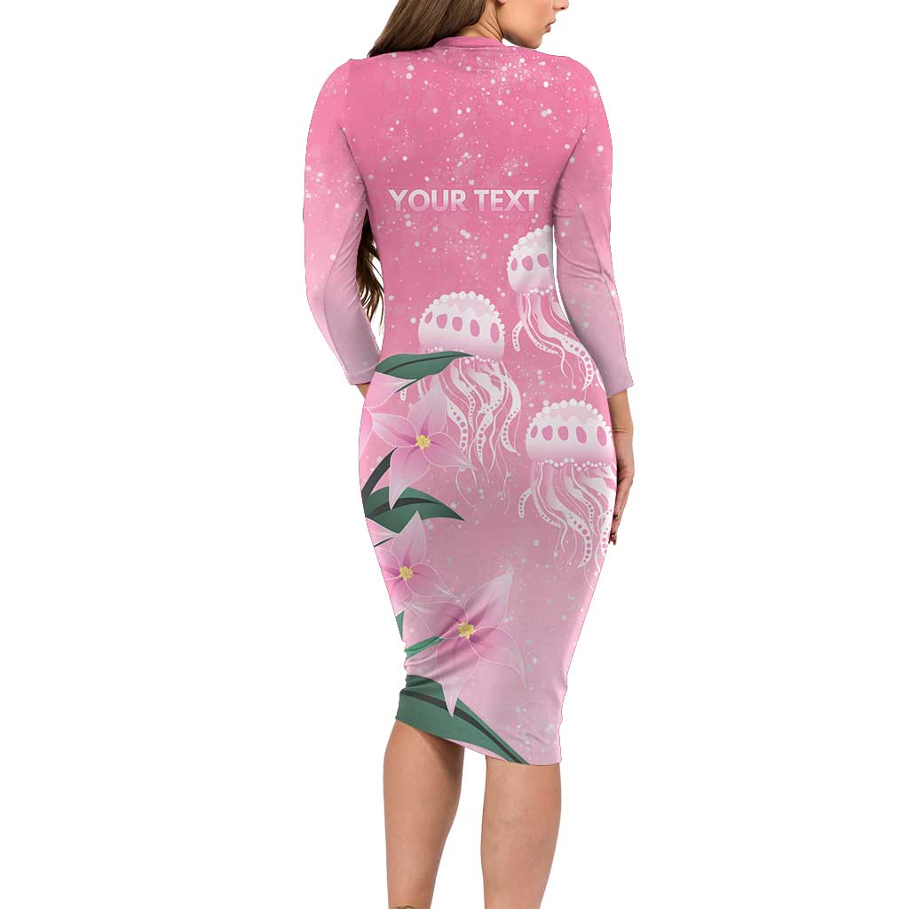 Personalised Pink Boronia of Hope Long Sleeve Bodycon Dress Australia’s Fight Against Breast Cancer - Aussie Hoodie