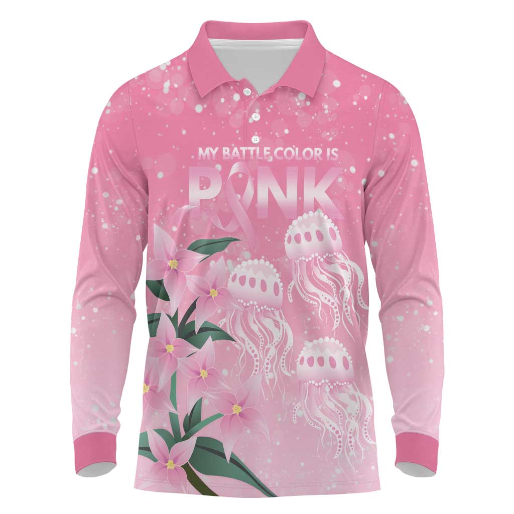 Personalised Pink Boronia of Hope Long Sleeve Polo Shirt Australia’s Fight Against Breast Cancer - Aussie Hoodie