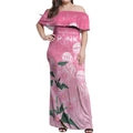 Personalised Pink Boronia of Hope Off Shoulder Maxi Dress Australia’s Fight Against Breast Cancer - Aussie Hoodie