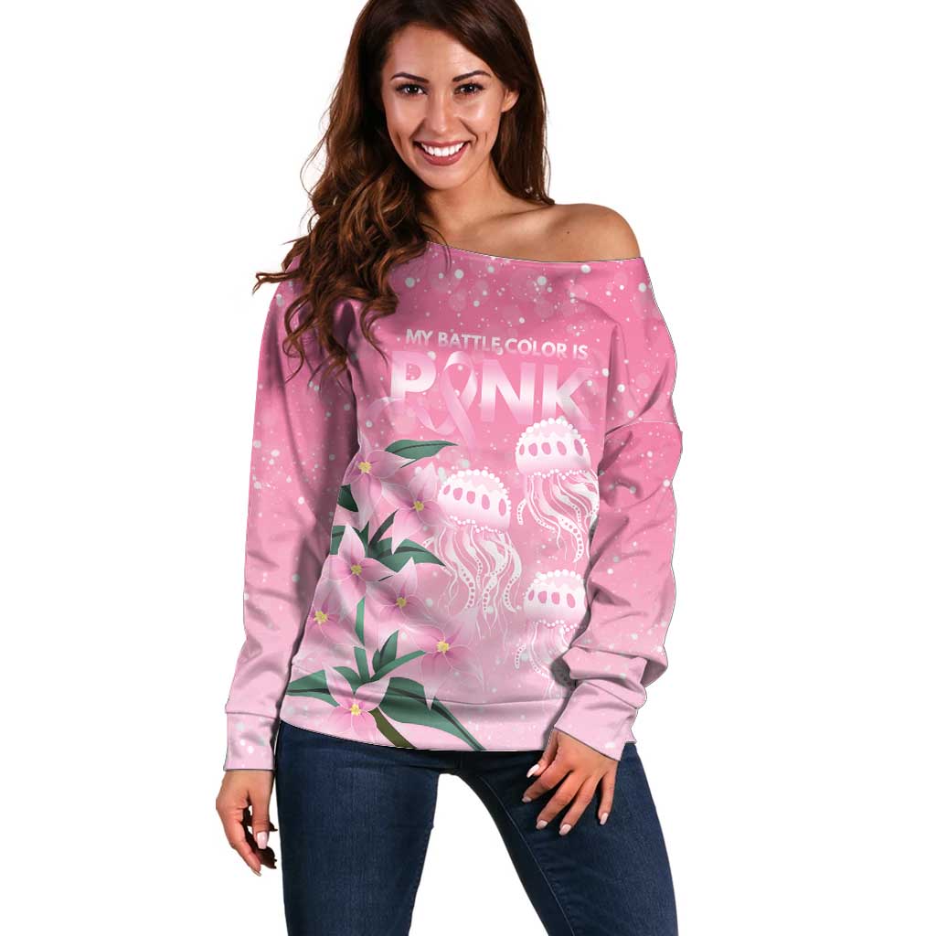 Personalised Pink Boronia of Hope Off Shoulder Sweater Australia’s Fight Against Breast Cancer - Aussie Hoodie