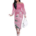 Personalised Pink Boronia of Hope Off The Shoulder Long Sleeve Dress Australia’s Fight Against Breast Cancer - Aussie Hoodie