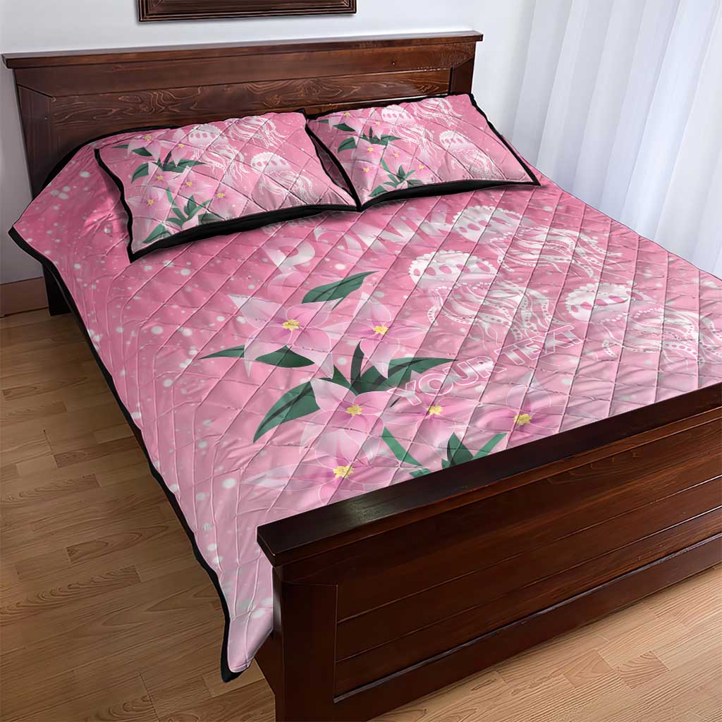 Personalised Pink Boronia of Hope Quilt Bed Set Australia’s Fight Against Breast Cancer - Aussie Hoodie