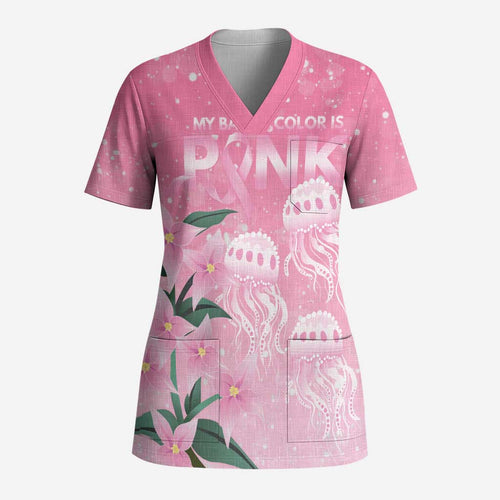 Personalised Pink Boronia of Hope Scrub Top Australia’s Fight Against Breast Cancer - Aussie Hoodie