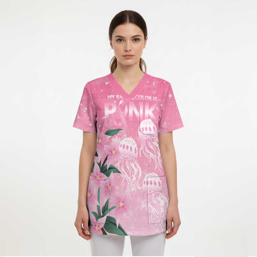 Personalised Pink Boronia of Hope Scrub Top Australia’s Fight Against Breast Cancer - Aussie Hoodie