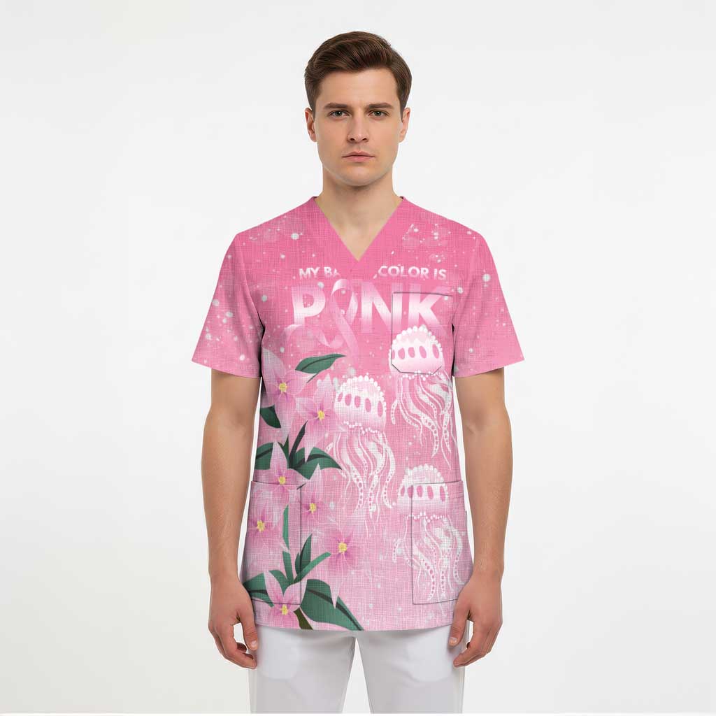 Personalised Pink Boronia of Hope Scrub Top Australia’s Fight Against Breast Cancer - Aussie Hoodie