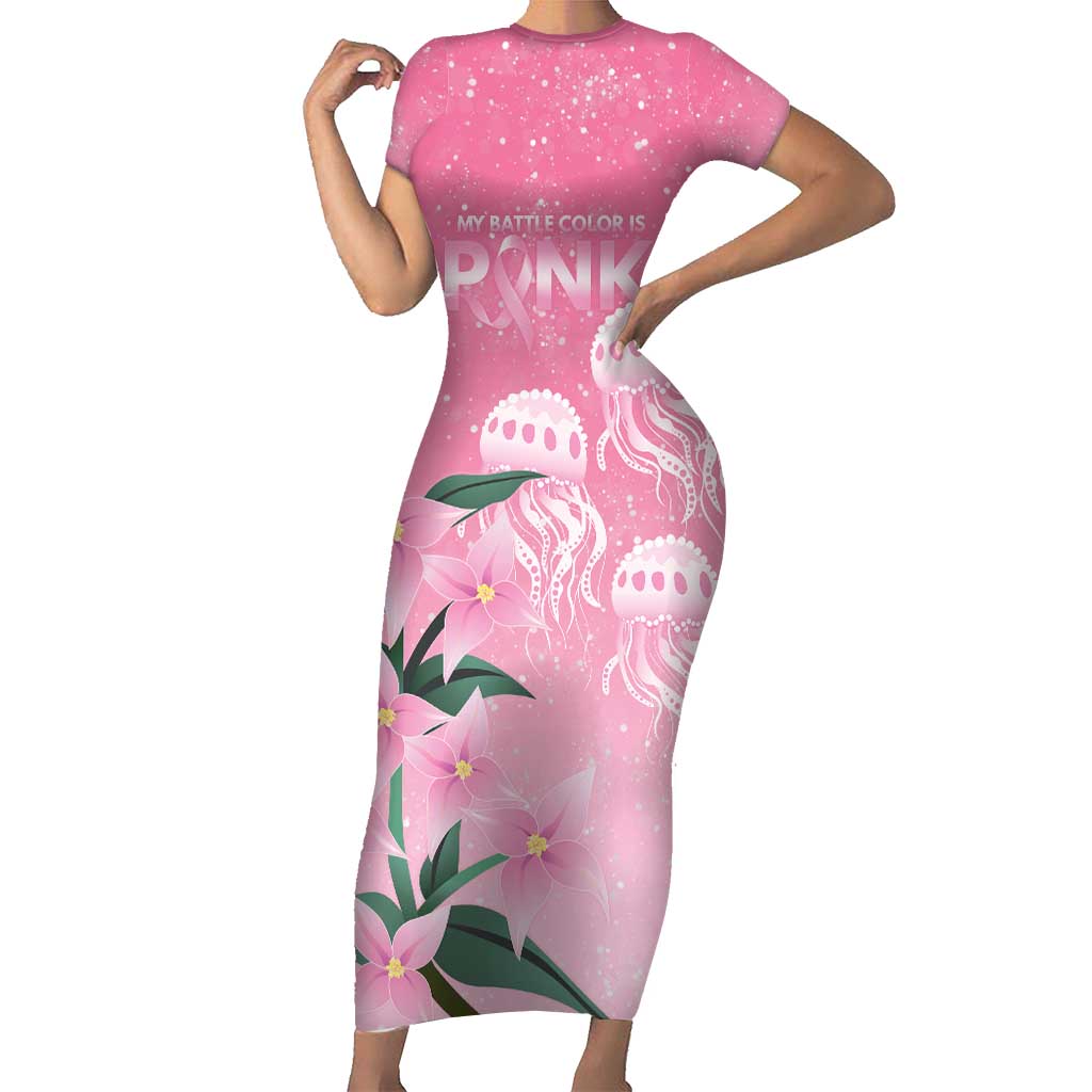 Personalised Pink Boronia of Hope Short Sleeve Bodycon Dress Australia’s Fight Against Breast Cancer - Aussie Hoodie
