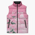 Personalised Pink Boronia of Hope Sleeveless Puffer Jacket Australia’s Fight Against Breast Cancer - Aussie Hoodie