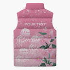 Personalised Pink Boronia of Hope Sleeveless Puffer Jacket Australia’s Fight Against Breast Cancer - Aussie Hoodie