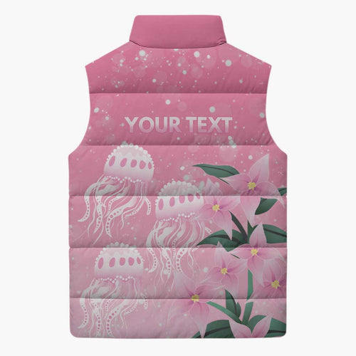 Personalised Pink Boronia of Hope Sleeveless Puffer Jacket Australia’s Fight Against Breast Cancer - Aussie Hoodie