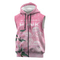 Personalised Pink Boronia of Hope Sleeveless Zip Hoodie Australias Fight Against Breast Cancer LT9