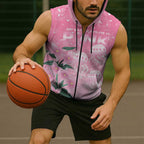 Personalised Pink Boronia of Hope Sleeveless Zip Hoodie Australias Fight Against Breast Cancer LT9