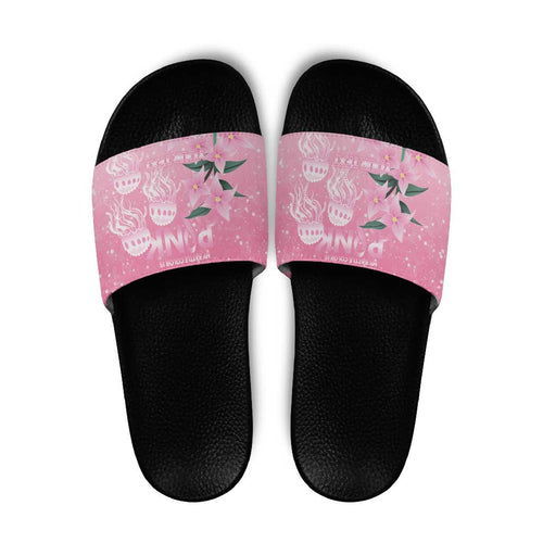 Personalised Pink Boronia of Hope Slide Sandals Australia’s Fight Against Breast Cancer - Aussie Hoodie