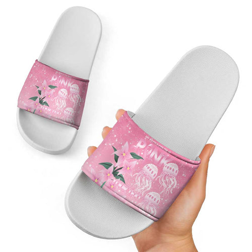 Personalised Pink Boronia of Hope Slide Sandals Australia’s Fight Against Breast Cancer - Aussie Hoodie