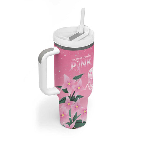 Personalised Pink Boronia of Hope Tumbler With Handle Australia’s Fight Against Breast Cancer - Aussie Hoodie