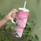 Personalised Pink Boronia of Hope Tumbler With Handle Australia’s Fight Against Breast Cancer - Aussie Hoodie