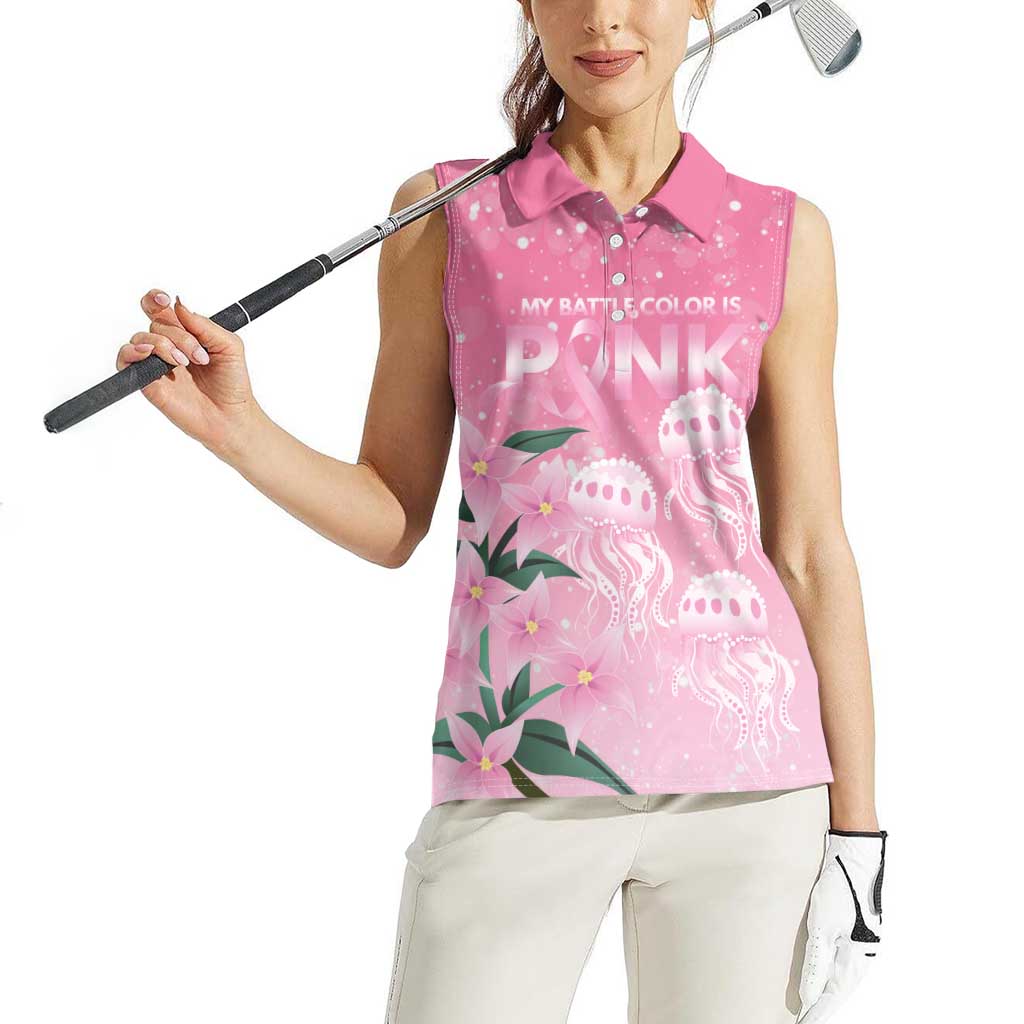 Personalised Pink Boronia of Hope Women Sleeveless Polo Shirt Australia’s Fight Against Breast Cancer - Aussie Hoodie