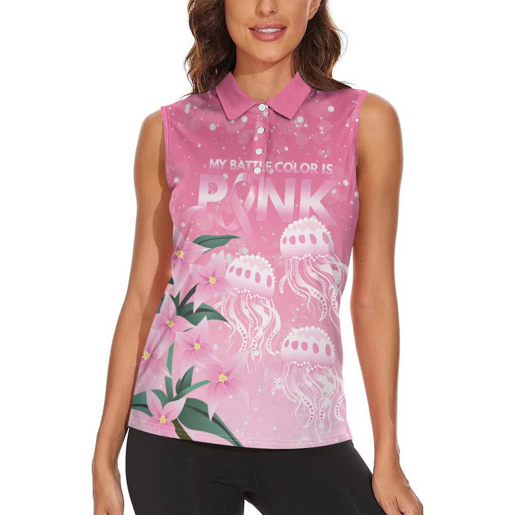 Personalised Pink Boronia of Hope Women Sleeveless Polo Shirt Australia’s Fight Against Breast Cancer - Aussie Hoodie