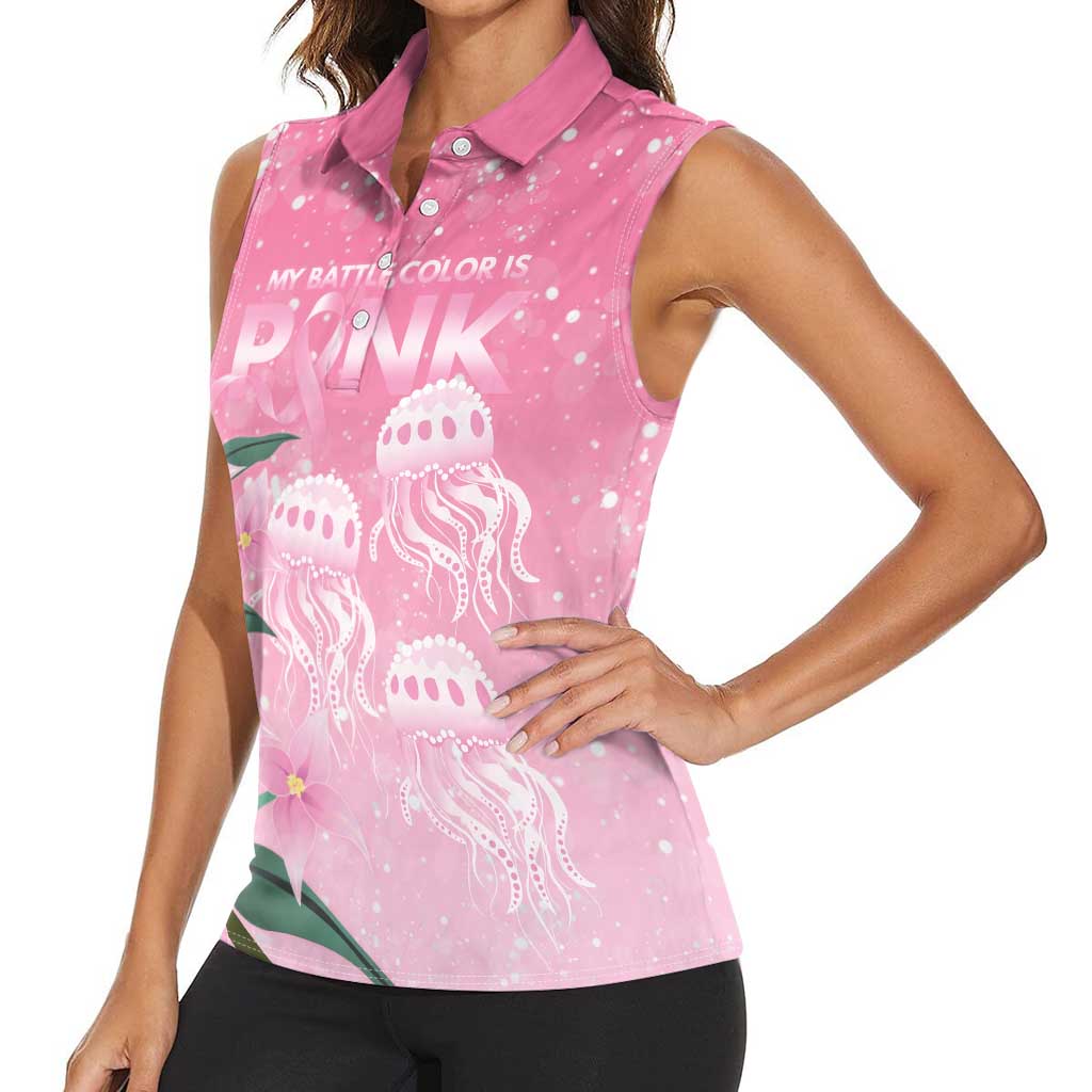 Personalised Pink Boronia of Hope Women Sleeveless Polo Shirt Australia’s Fight Against Breast Cancer - Aussie Hoodie