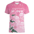 Personalised Pink Boronia of Hope Women V-Neck T-Shirt Australia’s Fight Against Breast Cancer - Aussie Hoodie