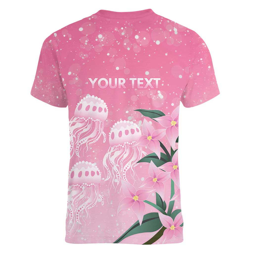 Personalised Pink Boronia of Hope Women V-Neck T-Shirt Australia’s Fight Against Breast Cancer - Aussie Hoodie