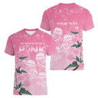 Personalised Pink Boronia of Hope Women V-Neck T-Shirt Australia’s Fight Against Breast Cancer - Aussie Hoodie