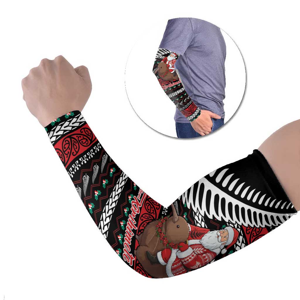 New Zealand Kiwi Santa Christmas Arm Sleeves He Wairua Kirihimete - Aussie Hoodie