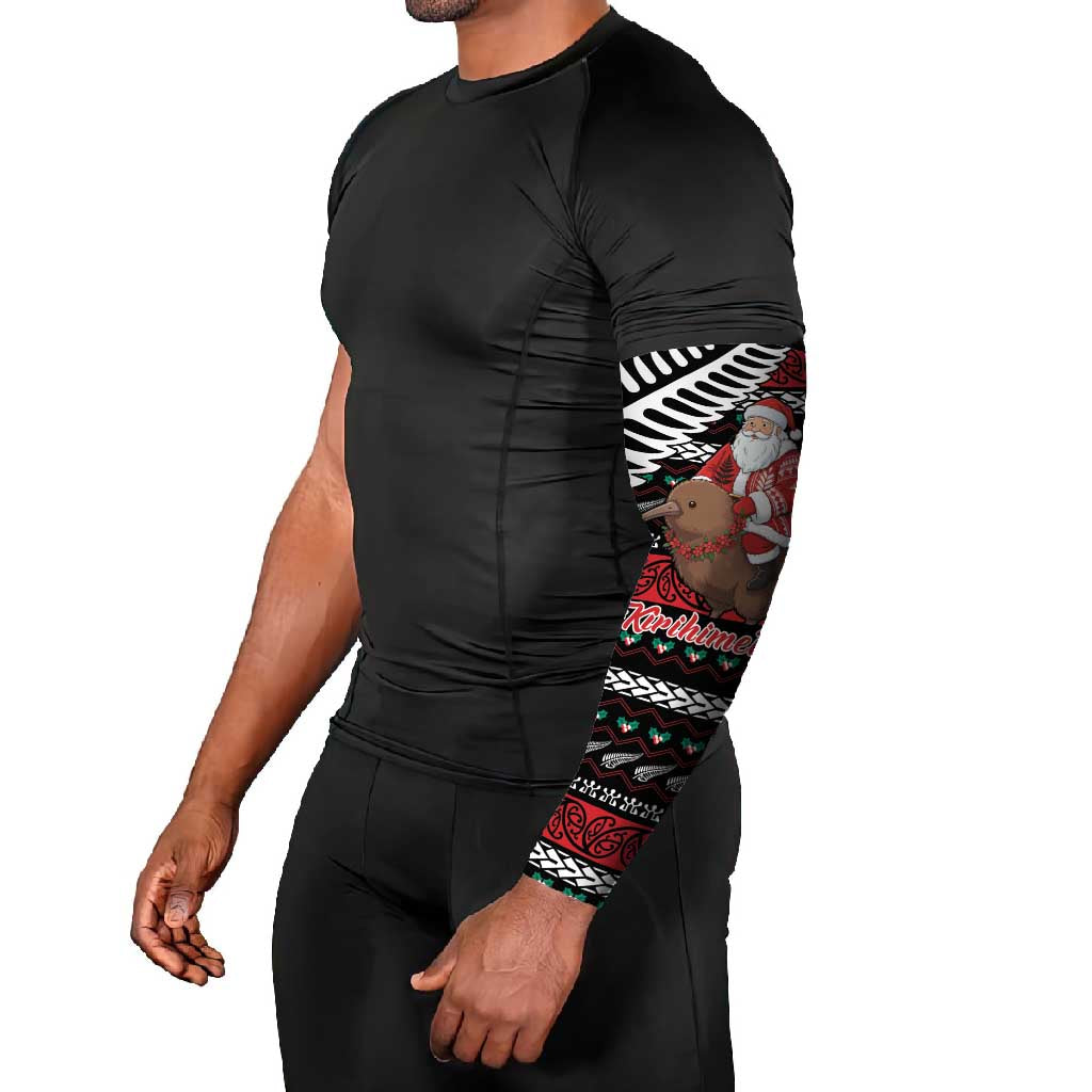 New Zealand Kiwi Santa Christmas Arm Sleeves He Wairua Kirihimete - Aussie Hoodie