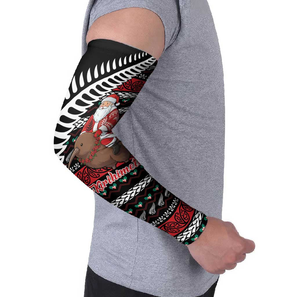 New Zealand Kiwi Santa Christmas Arm Sleeves He Wairua Kirihimete - Aussie Hoodie