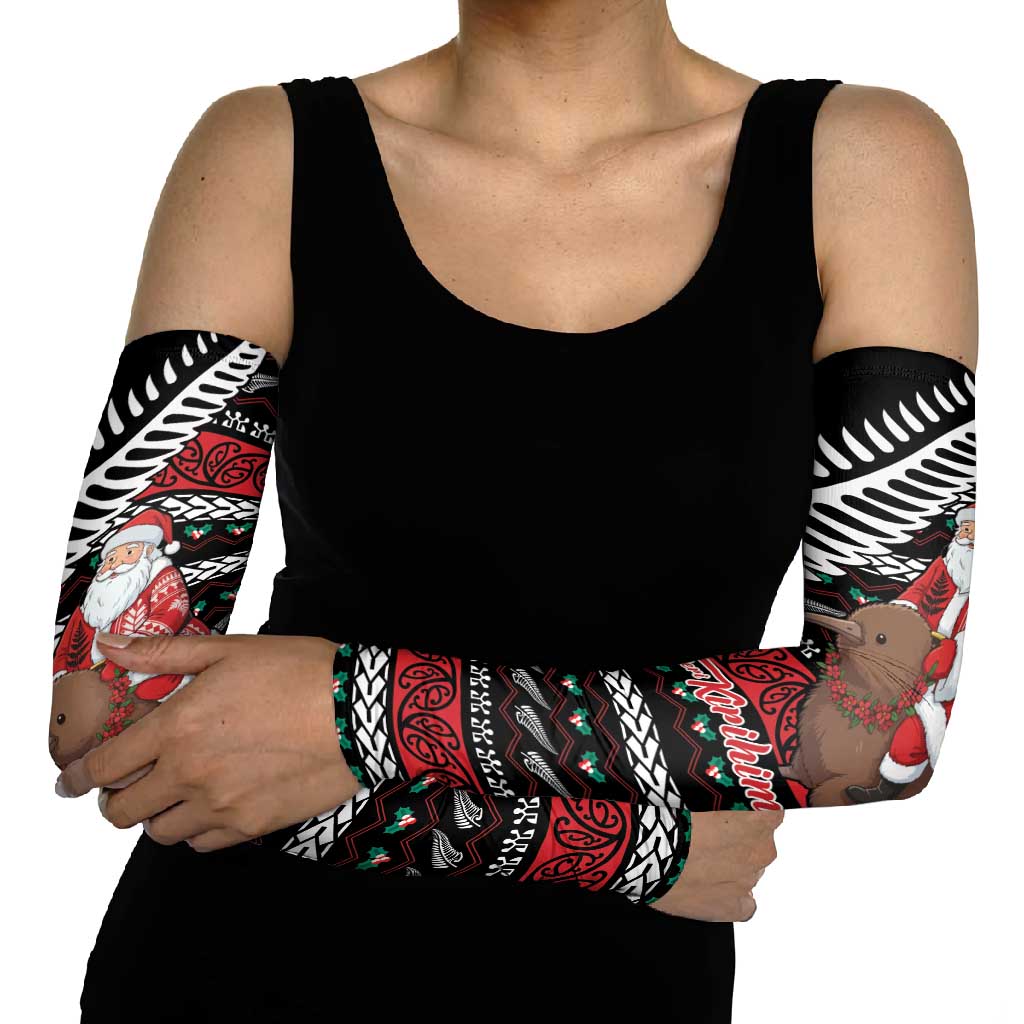 New Zealand Kiwi Santa Christmas Arm Sleeves He Wairua Kirihimete - Aussie Hoodie